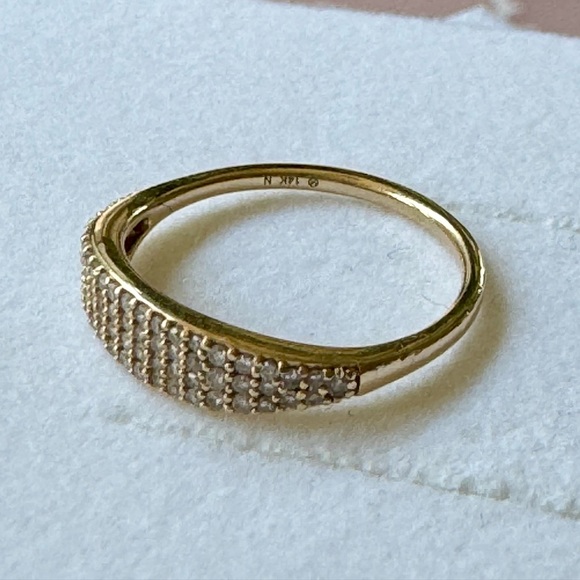 Ⓜ️💍 Mejuri 14K Pavé Diamond Slim Signet Size3 - Picture 4 of 9